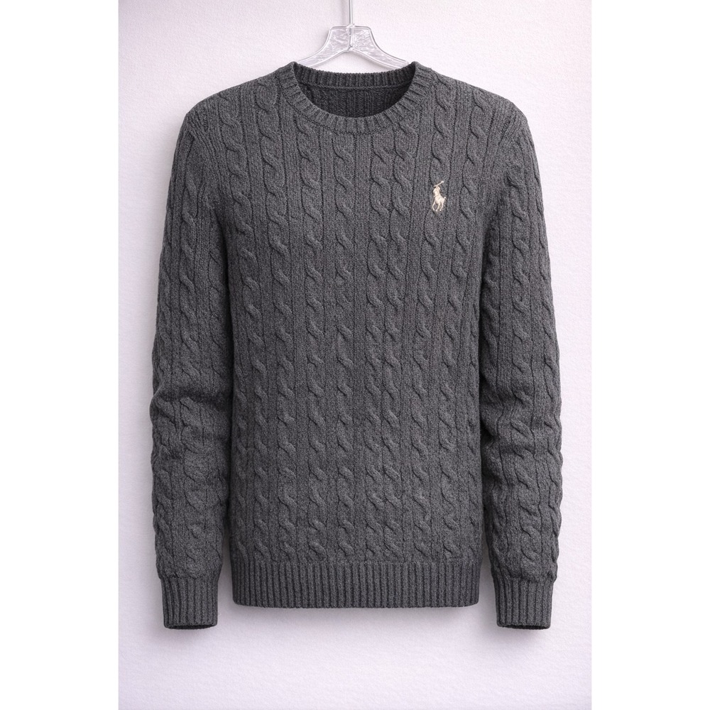 POLO RALPH LAUREN Sweater Mens XL Cable Knit Pima Cotton Pony Logo Classic Prep